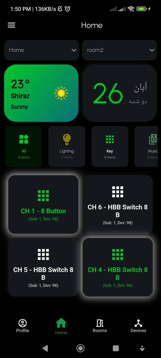 Smart home control application